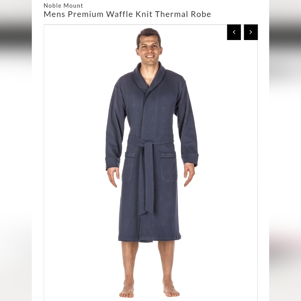 Noble Mount NWT Mens Waffle Knit Robe Charcoal S/M